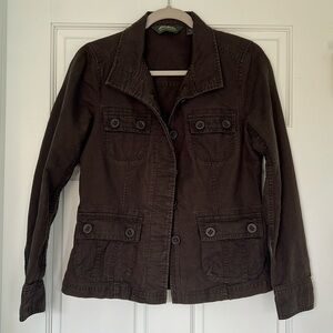 Eddie Bauer Cotton Linen Button Down Utility Shirt Jacket